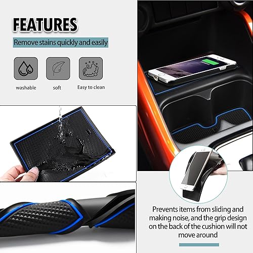 Miniatura 3 de SHAOHAO Alfombrillas con ranura para puerta de auto Hyundai Santa Cruz 2023 2024, accesorios para Hyundai Santa Cruz 2023 2024, almohadilla de