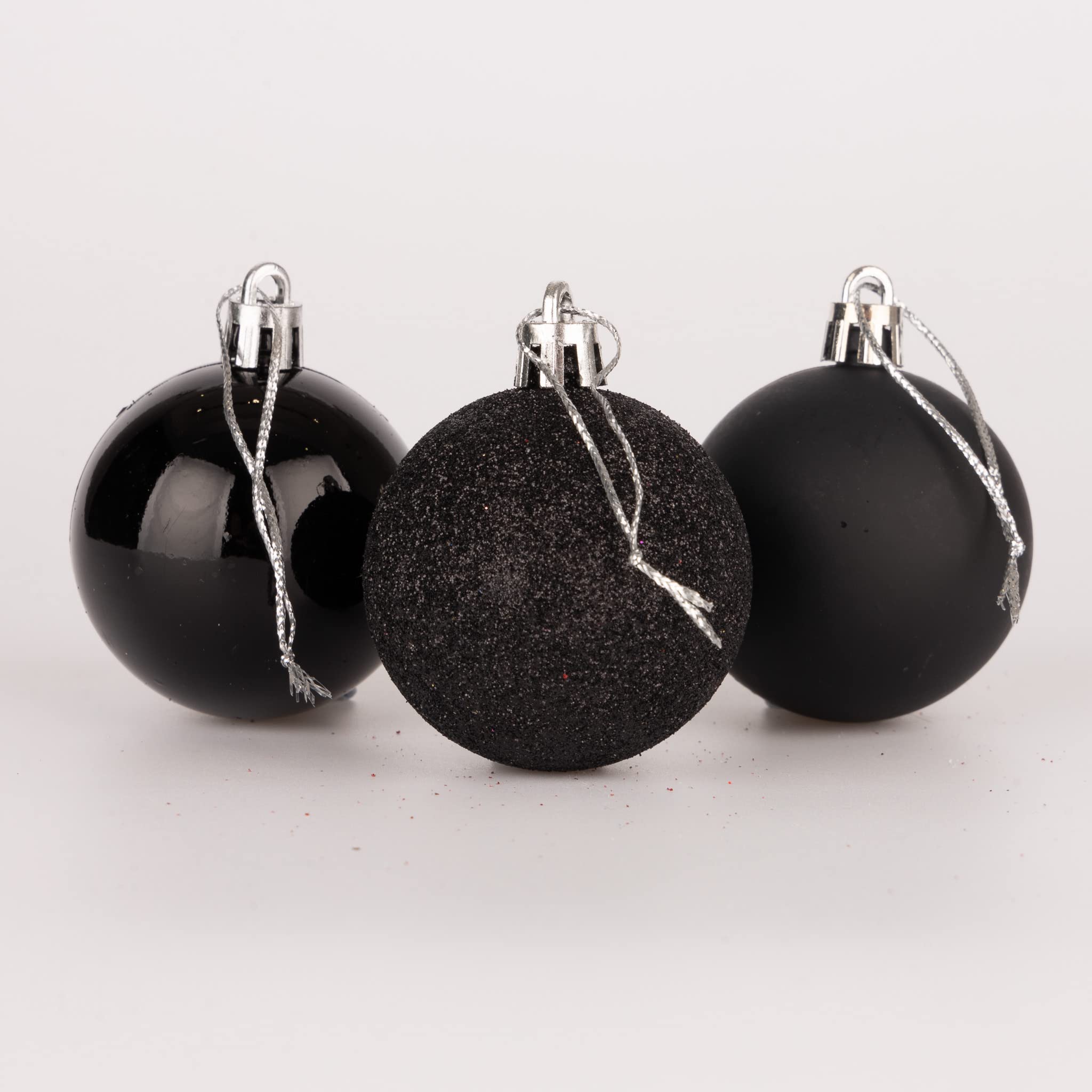 50mm/9Pcs Christmas Baubles Shatterproof Black, Christmas Tree Decorations Ball Ornaments Balls Xmas Hanging Decorations Holiday Decor - Shiny,Matte,Glitter