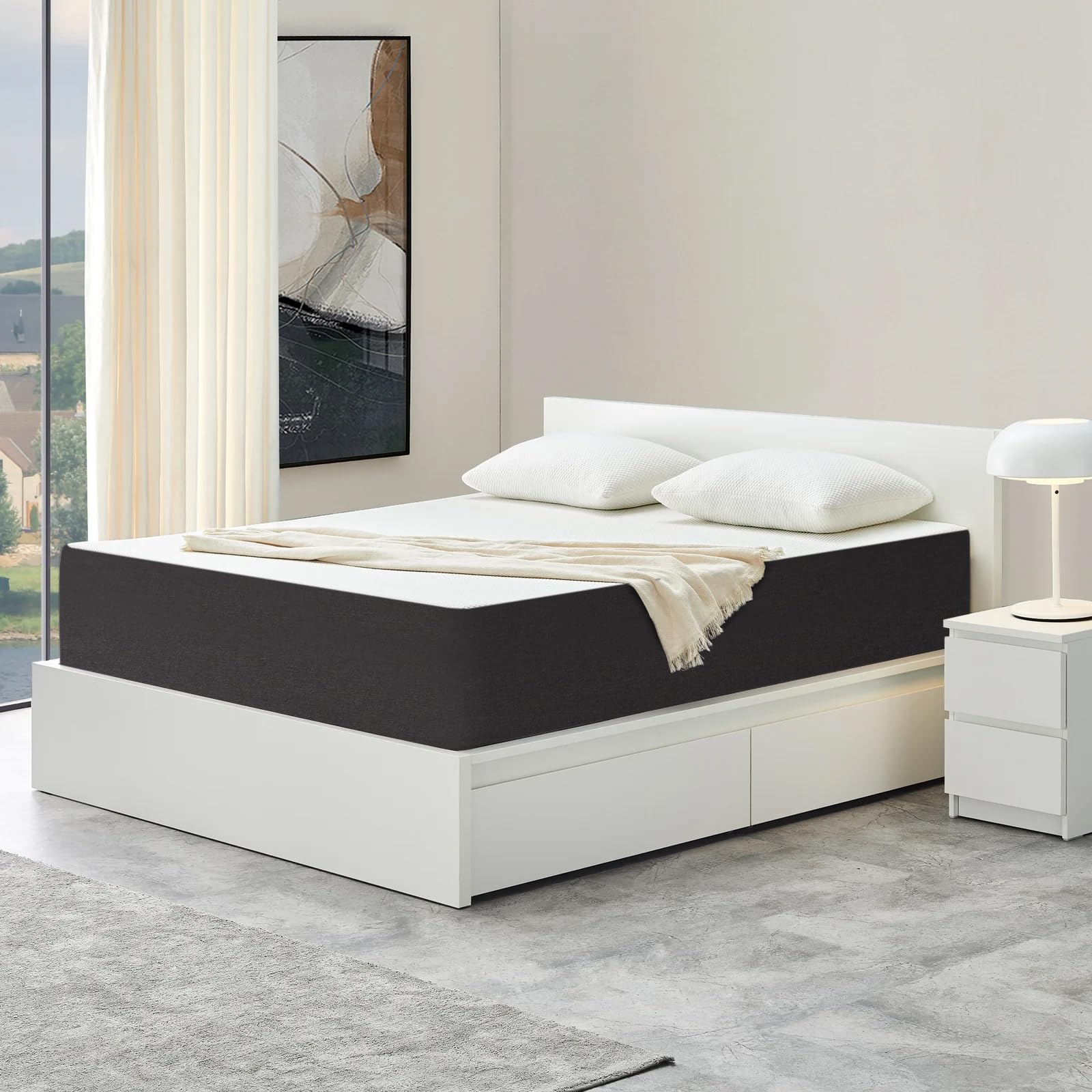IZTOSS Luxe Matelas 140x190 - Épaisseur 26cm - Mousse à Mémoire de Forme - Confort Mi-Ferme - Développé & Produit en Europe (Matelas 140x190x26(Blanc+Gris))