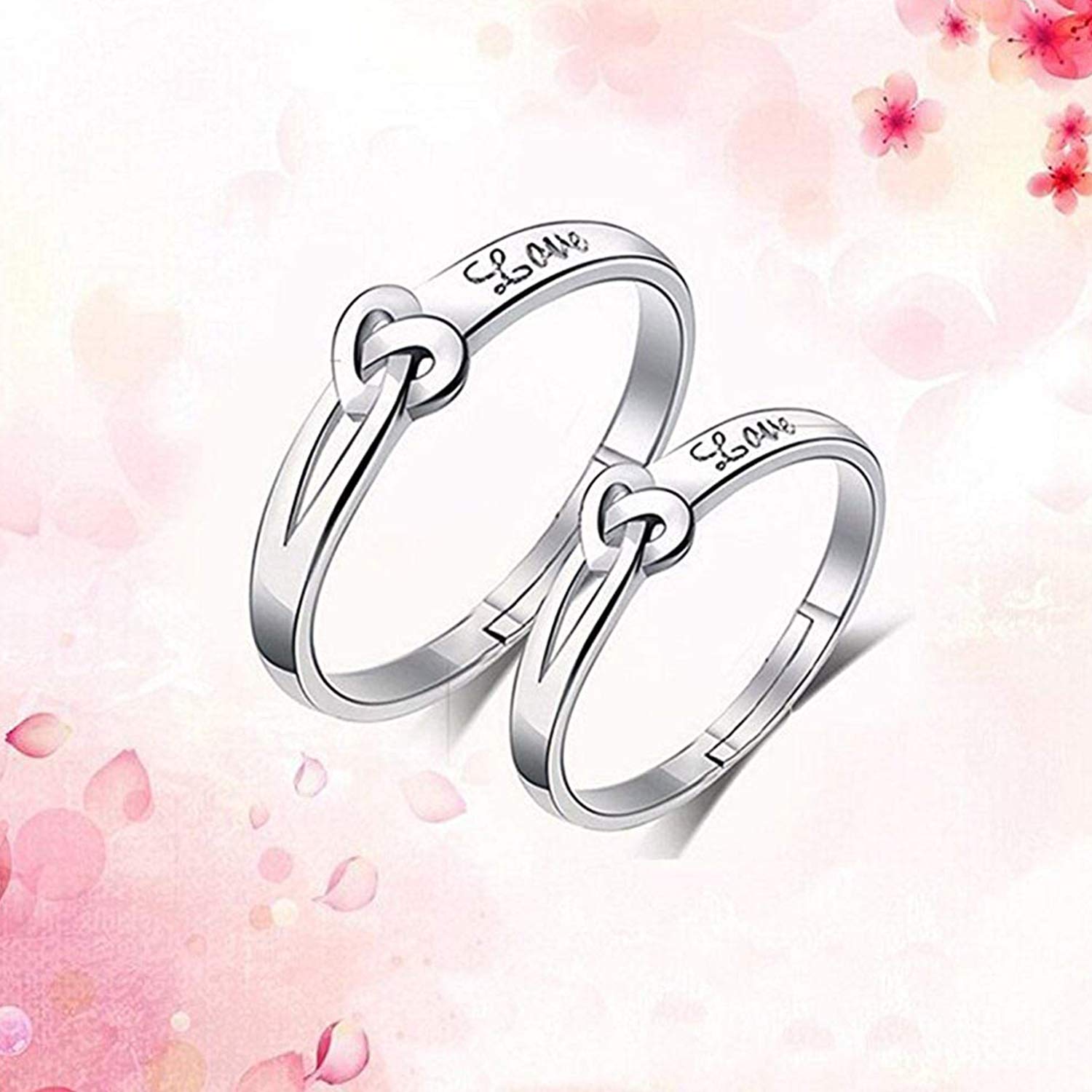 Heart Love Silver Adjustable Couple Finger Ring (FRCO1103116R)
