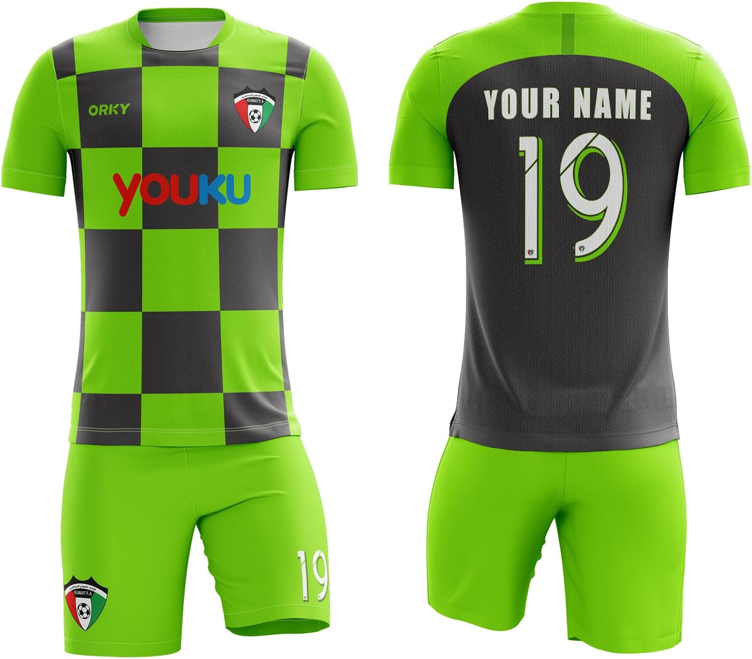 ORKY Kids Soccer Jersey with Short, Child Customize Name Number Team Uniform, Croatia Fan Boy Girl Sport Shirt