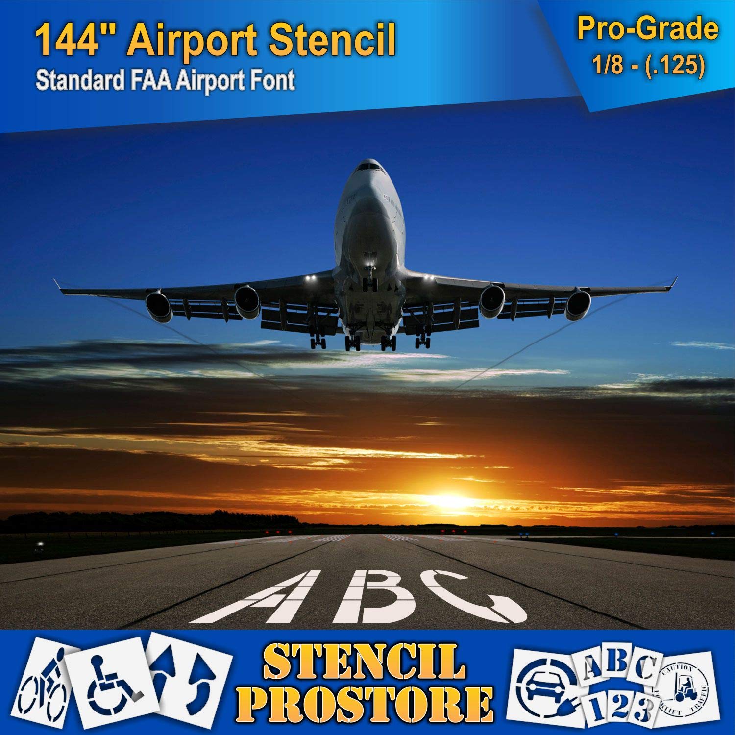Airport FAA 144in. Letter C Stencil - 144'' x 40'' x 1/8" (128 mil) - Pro-Grade