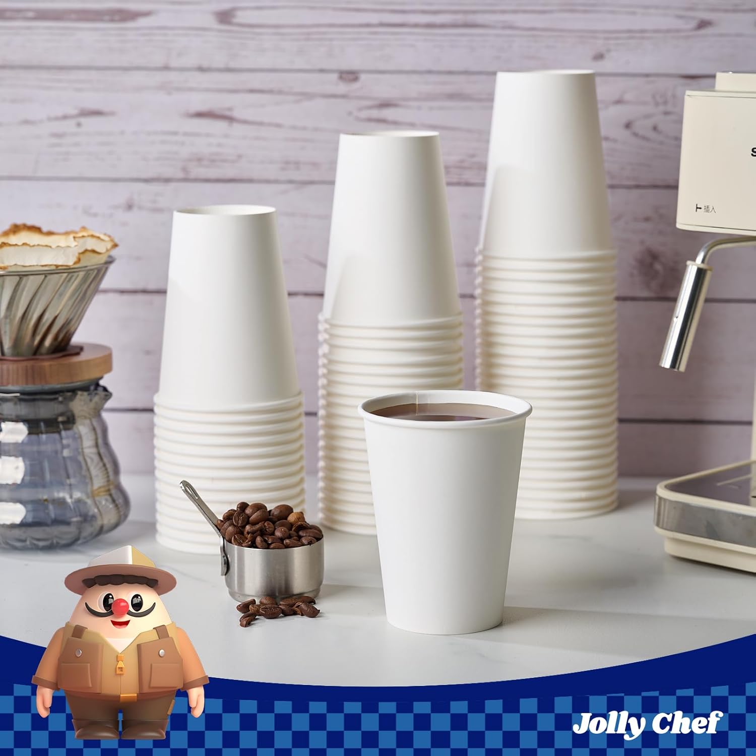 JOLLY CHEF 200 Count 12 oz Coffee Cups, Leak-Proof White Paper Cups for Coffee, Water, Juice, or Tea, Suitable for Party, Picnic, Travel, and Events - Image 4