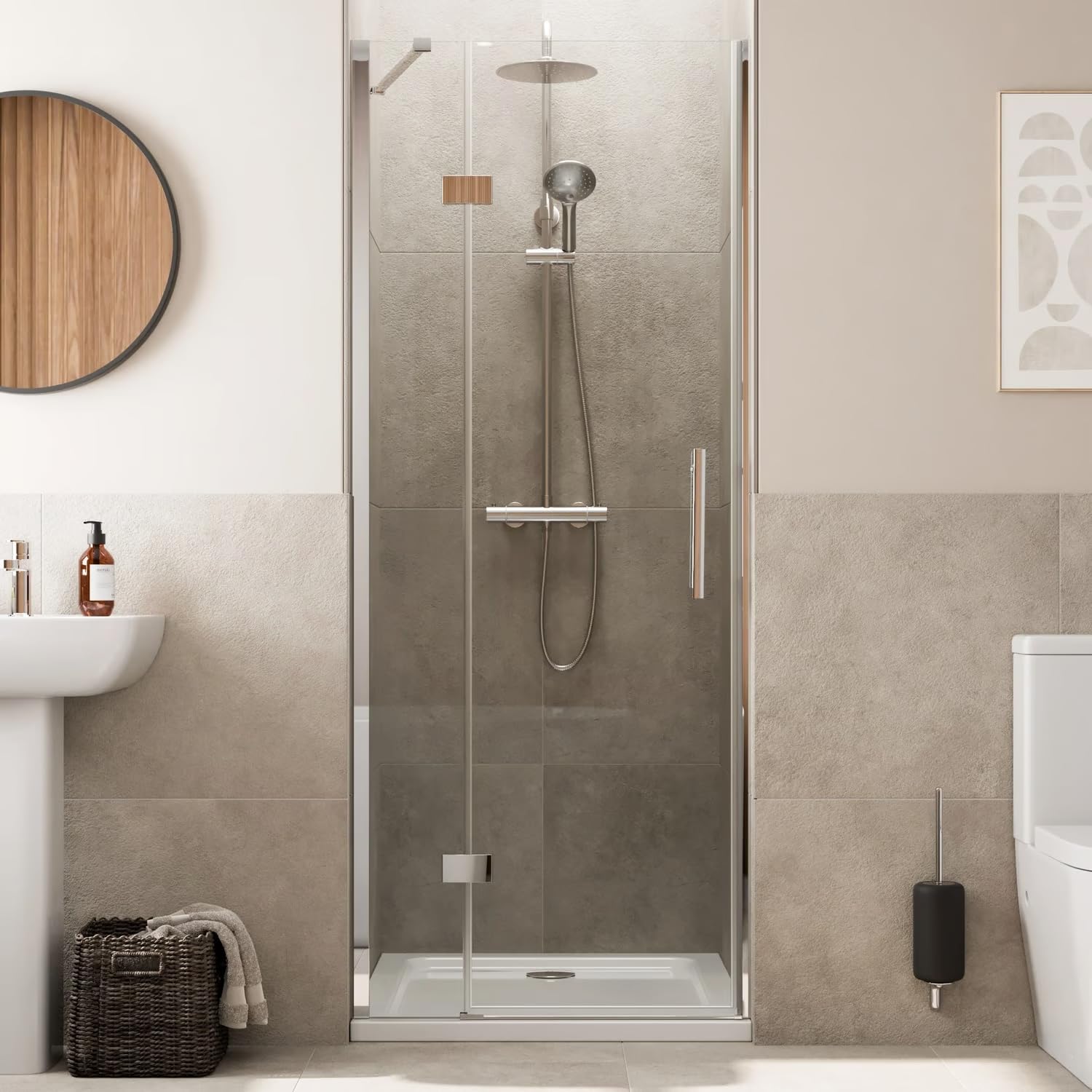 Baystone Chrome Baystone® 800Mm Frameless Hinged Shower Door Enclosure 8Mm Toughened Safety Glass Reversible Cubicle Doors For Showers,