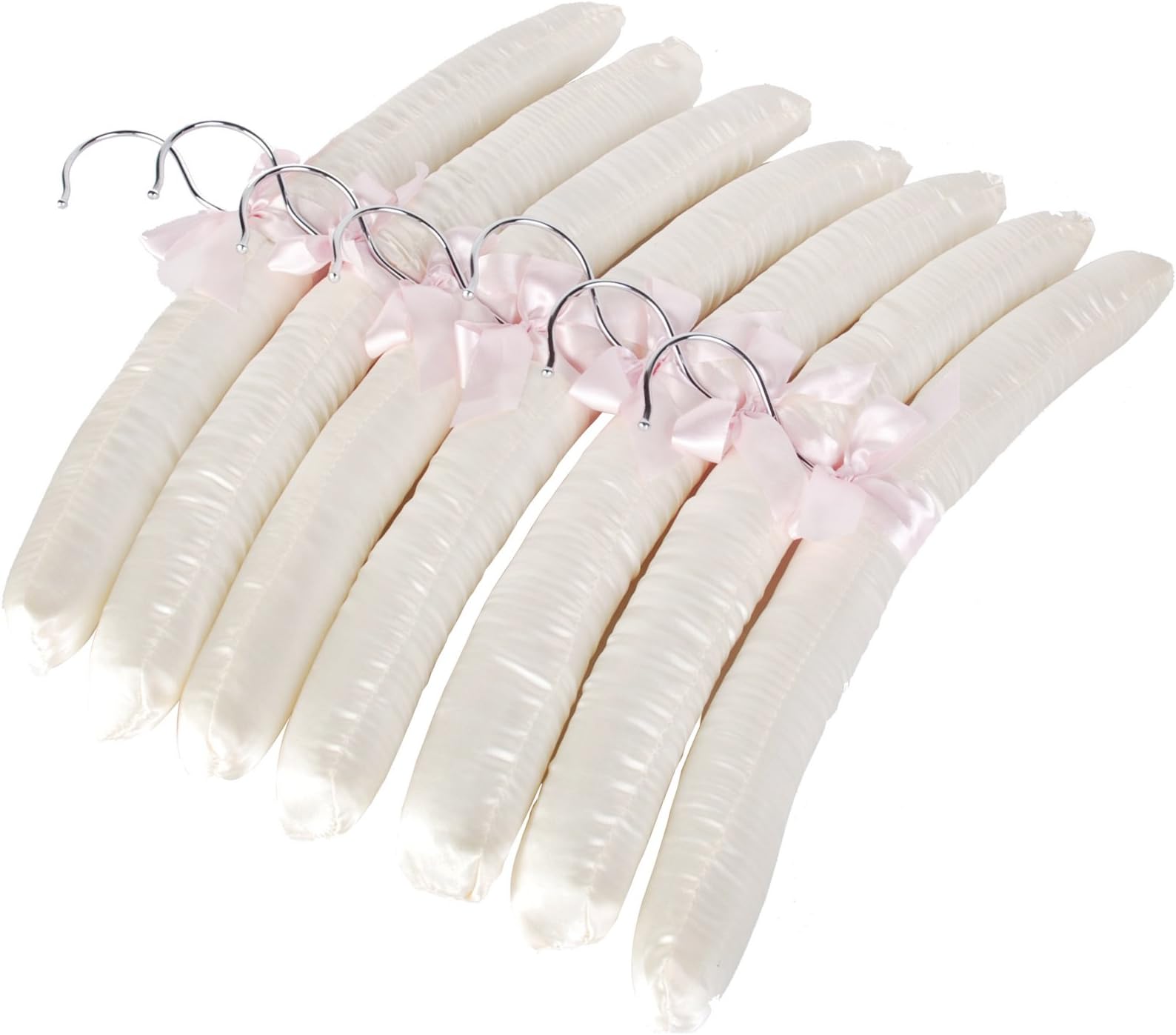 LOHAS Home15" Luxurious Satin Padded Blouse Hangers, for Dresses, Bridal, Lingerie, Woolen Items etc, Pack of 10 in Cream White
