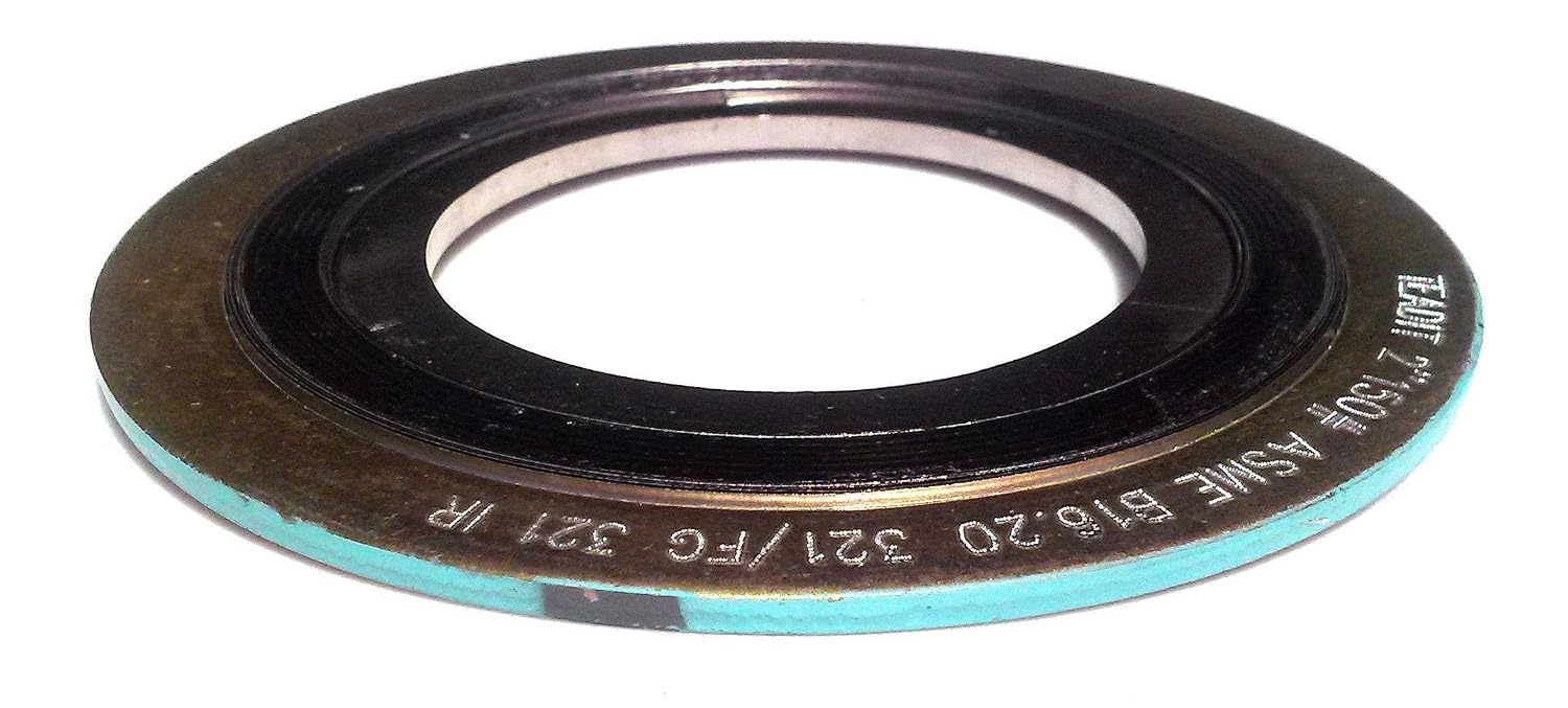 Sterling Seal & Supply SSS 9000IR1250321GR150X6 Spiral Wound Gasket with 321SS Inner Ring, 1-1/4" Pipe Size x 150# x (321SS/FG) For applications with High Temperature Variations and/or Pressure Variations, Turquoise Band with Gray Stripe (Pack of 6)