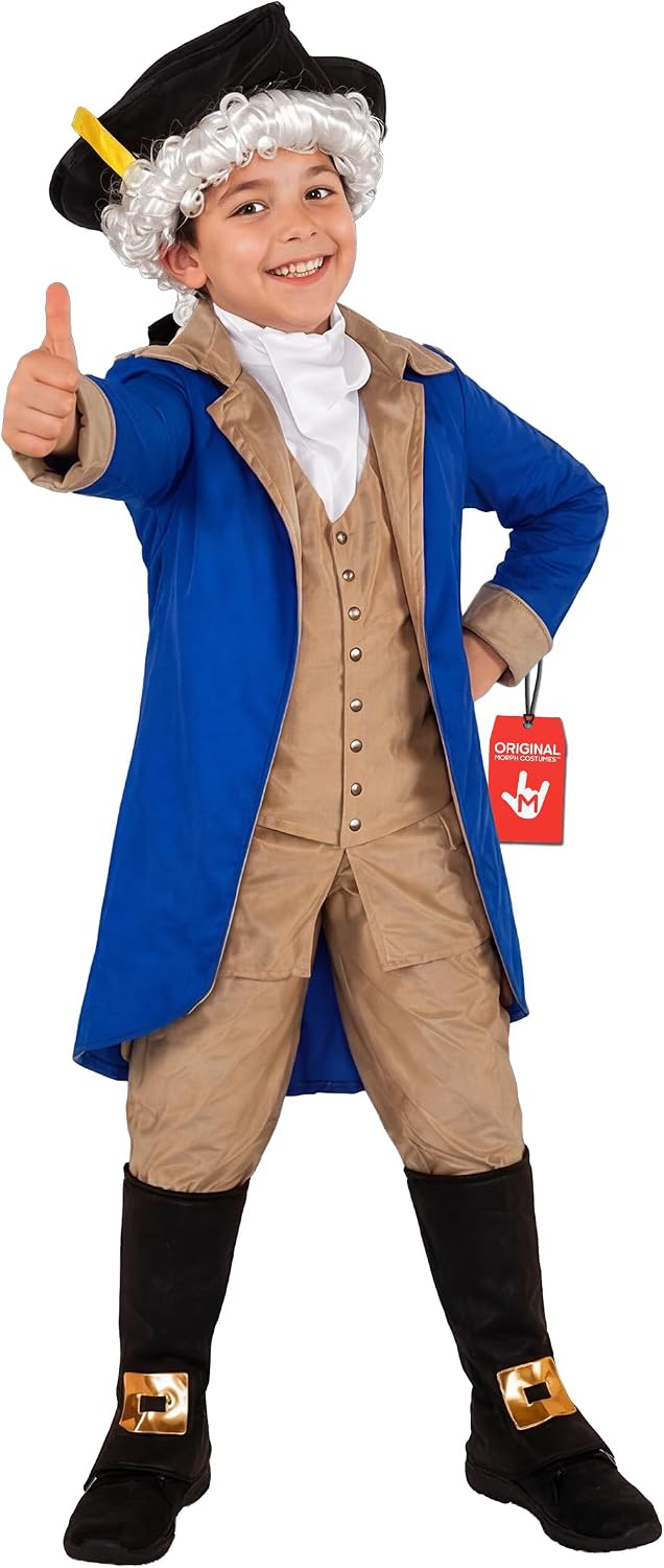 Morph George Washington Costume Kids, George Washington Costume for Boys, Colonial Costume Kids, 4th of July Outfits