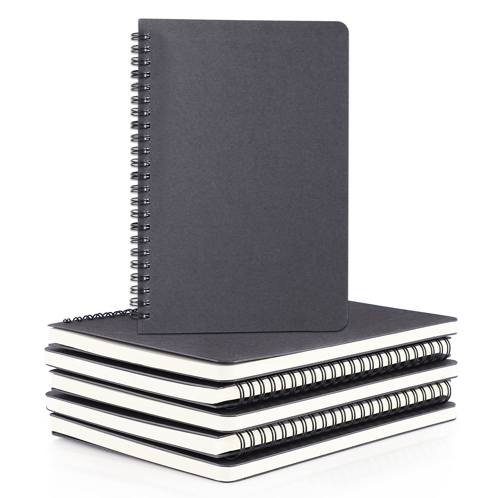EUSOAR Lot de 6 carnets lignés pour université, 14 x 21,1 cm, 120 pages A5 à spirales, couverture rigide, carnet de croquis, fournitures scolaires
