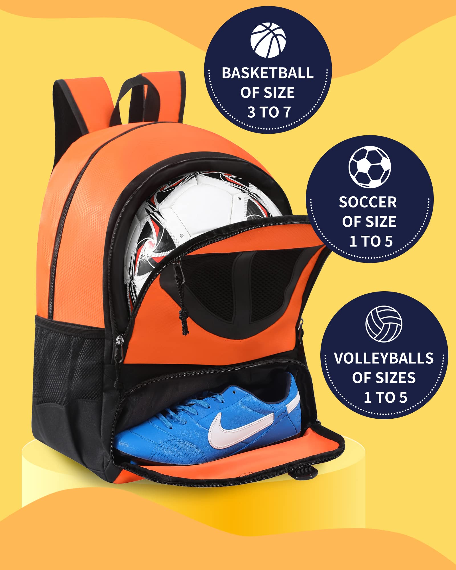 TRAILKICKER Black Mesh Basketball Backpack with Ball Compartment and Shoes for Boys Girls Men Women Ball Gear All Sports Venues - Image 4