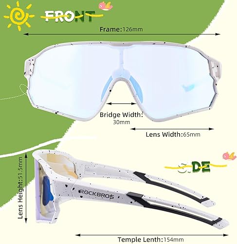 Miniatura 5 de ROCKBROS Gafas de sol deportivas fotocromáticas para niños, niñas, jóvenes, MTB Biking para niños de 8 a 14 años