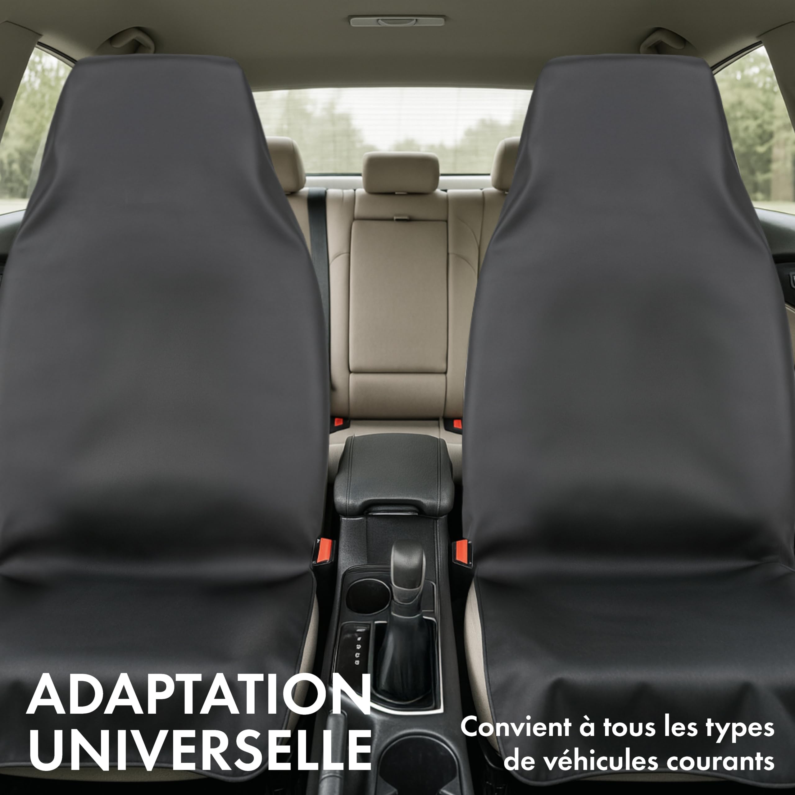 Walser Housse de siège Auto Protector, 2 Housses de siège Auto pour sièges Avant, Housse de Place Voiture 100% imperméable et Anti-salissures, Housses de Place d'atelier Noires