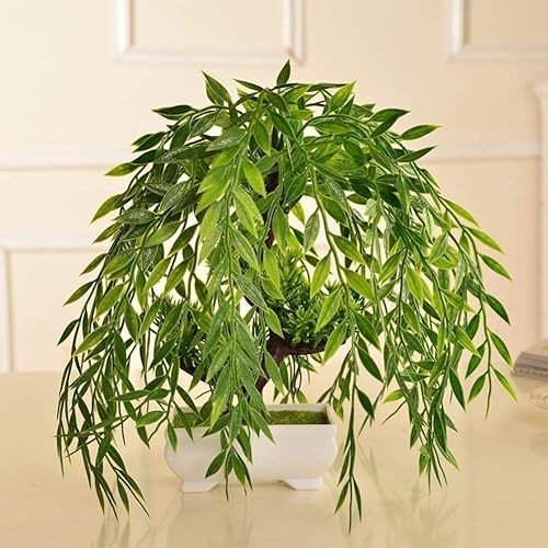 Miniatura 7 de CATTREE Sauce Llorón Artificial, Plantas de Plástico Follaje Verde Hojas Enredadera Colgante Falsa Guirnalda de Hiedra Sintética Resistente a UV