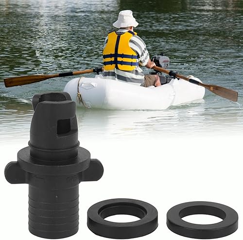 Miniatura 7 de Qiilu Adaptador de bomba inflable Adaptador de bomba de aire Pista de aire de plástico negro Kayak Válvula de aire Conector de válvula de barco