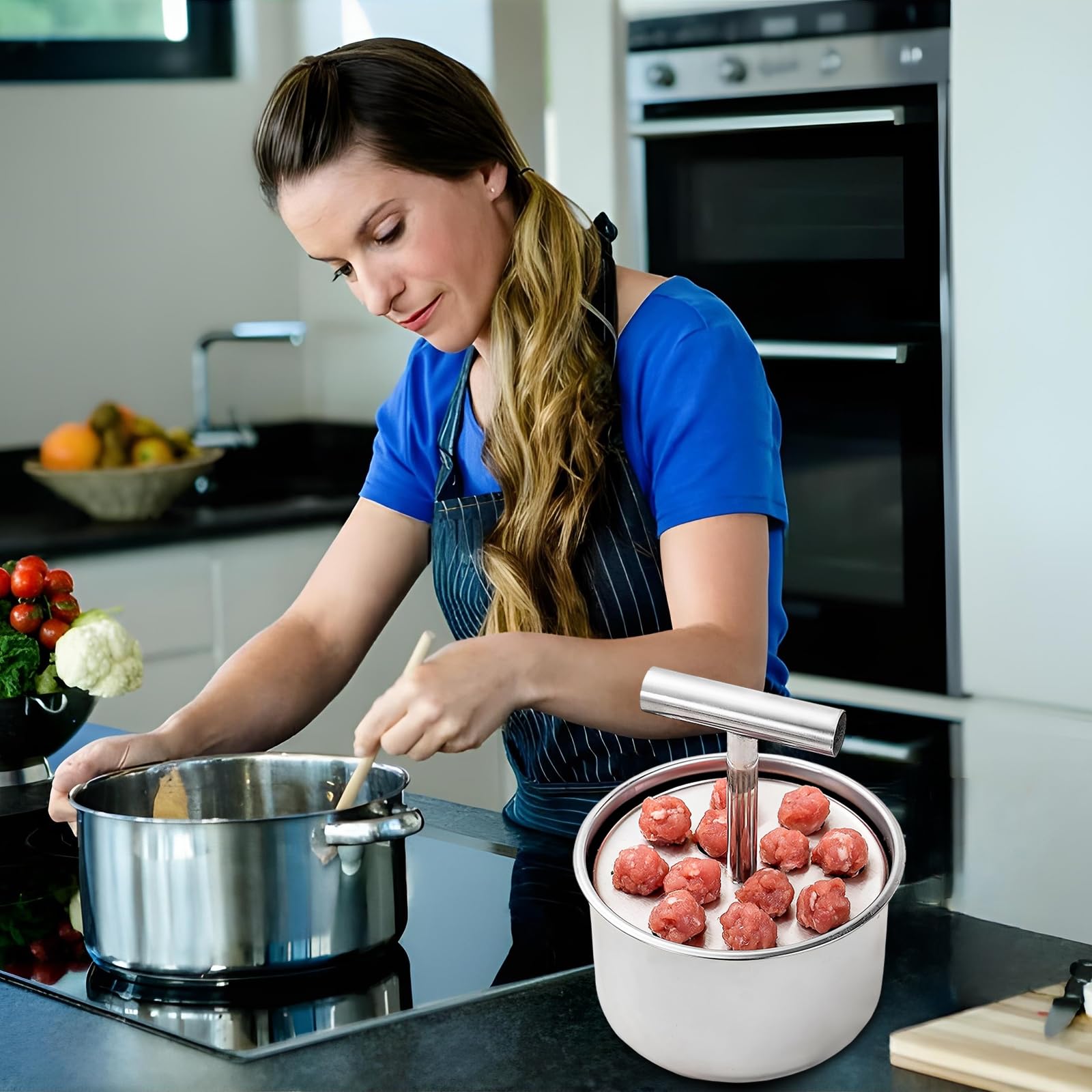 Saijer Fleischbällchen Voormalig,12 gaten Edelstahl Fleischbällchen Pers Hackbollchen Voormalig keukengereedschap Handmatige vleesbal maker voor de keuken Antiheft Edelstahl Frikadellenformer