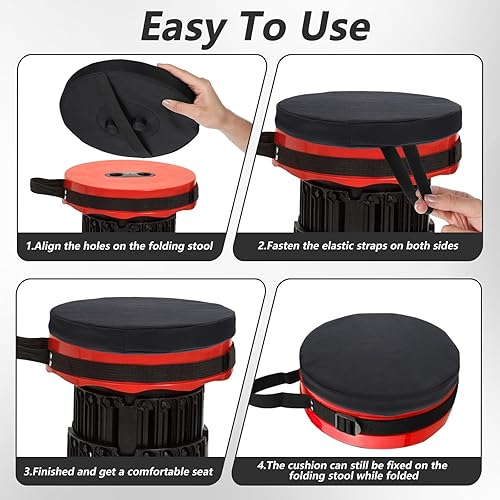 Miniatura 4 de Paquete de 2 cojines plegables para taburetes, cojín de asiento de espuma viscoelástica gruesa para taburetes telescópicos, Oxford impermeable