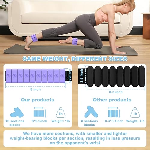 Miniatura 4 de Pesas de muñeca ajustables para mujeres y hombres, pesas de pierna para mujeres de 0.75 a 1 libra cada una para caminar, yoga, danza, barras,