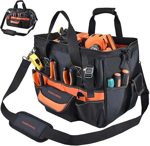 Bolsa de herramientas de alta resistencia de 17 pulgadas, organizador de caja de herramientas portátil de 31 bolsillos, bolsa de herramientas grande