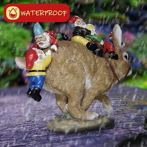 Miniatura 4 de Sunthus Decoraciones de gnomos de jardín para patio, estatua de conejo, divertida decoración para exteriores