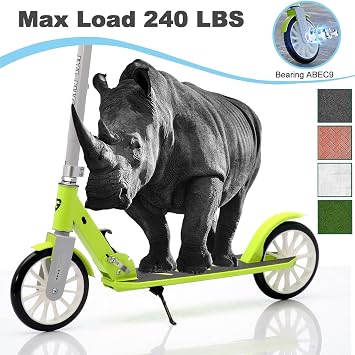 Kick Scooter for Ages 6+,Kid, Teens & Adults, Foldable, Lightweight 8IN Big Wheel Scooters -Max Load 260 LBS, Height Adjustable, Bearing ABEC9