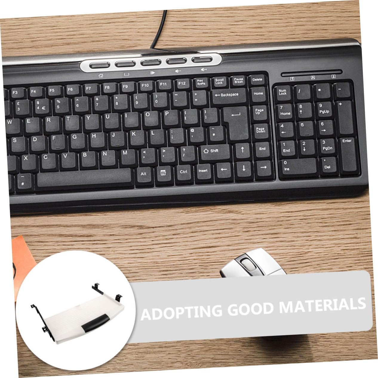Cajón De Teclado Deslizante para Escritorio Bandeja De Teclado Bajo La Mesa Soporte De Teclado Plegable con Guías Accesorio De Oficina En Color y Ideal para