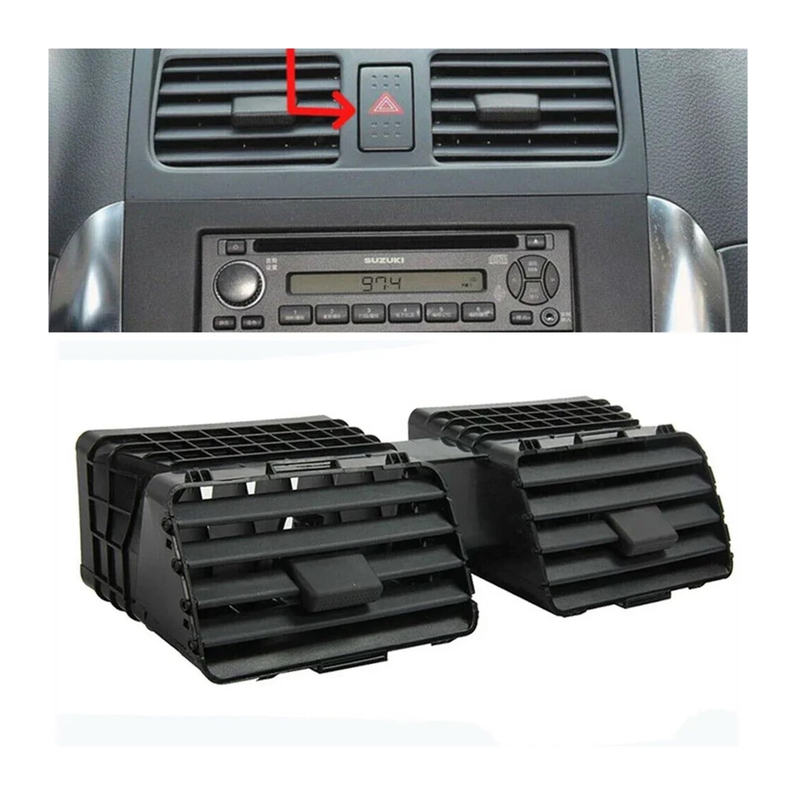 Salida de aire central de salpicadero negro para Suzuki Swift 2004-2010 7