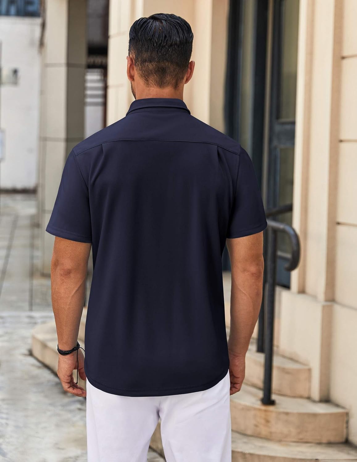 COOFANDY Mens Casual Button Down Shirt Untucked Short Sleeve Strech Wrinkle Free Dress Shirts - Image 4