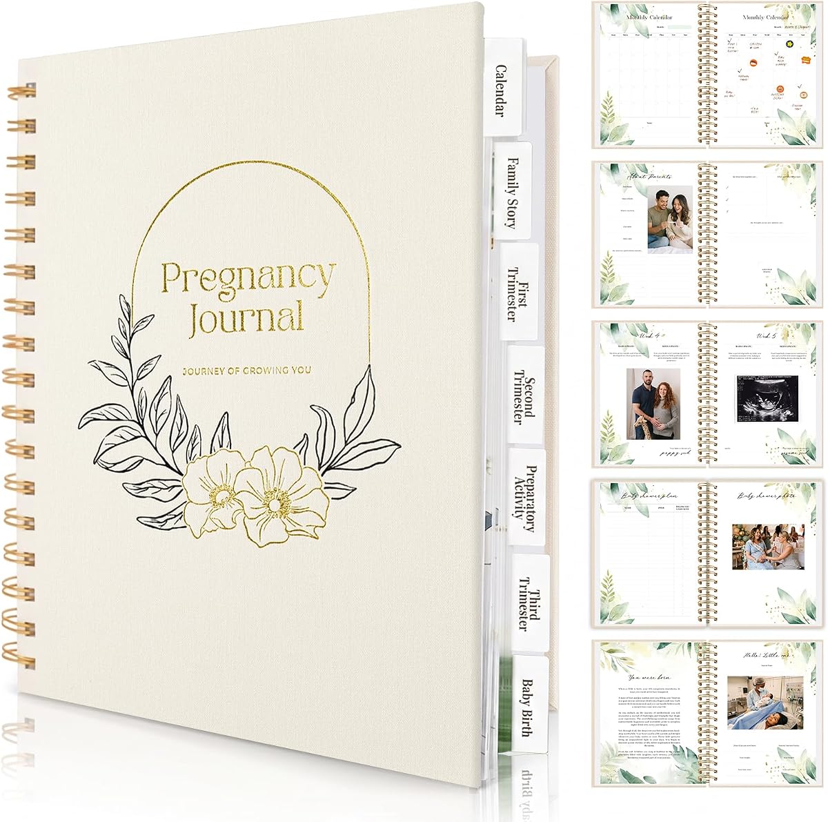 Molekaus Pregnancy Journal for First Time Moms | 146 Pages, 8.5''x11'', Ultrasound Scrapbook with 7 Themed Labels & 2 Stickers Sheets, Gift Box