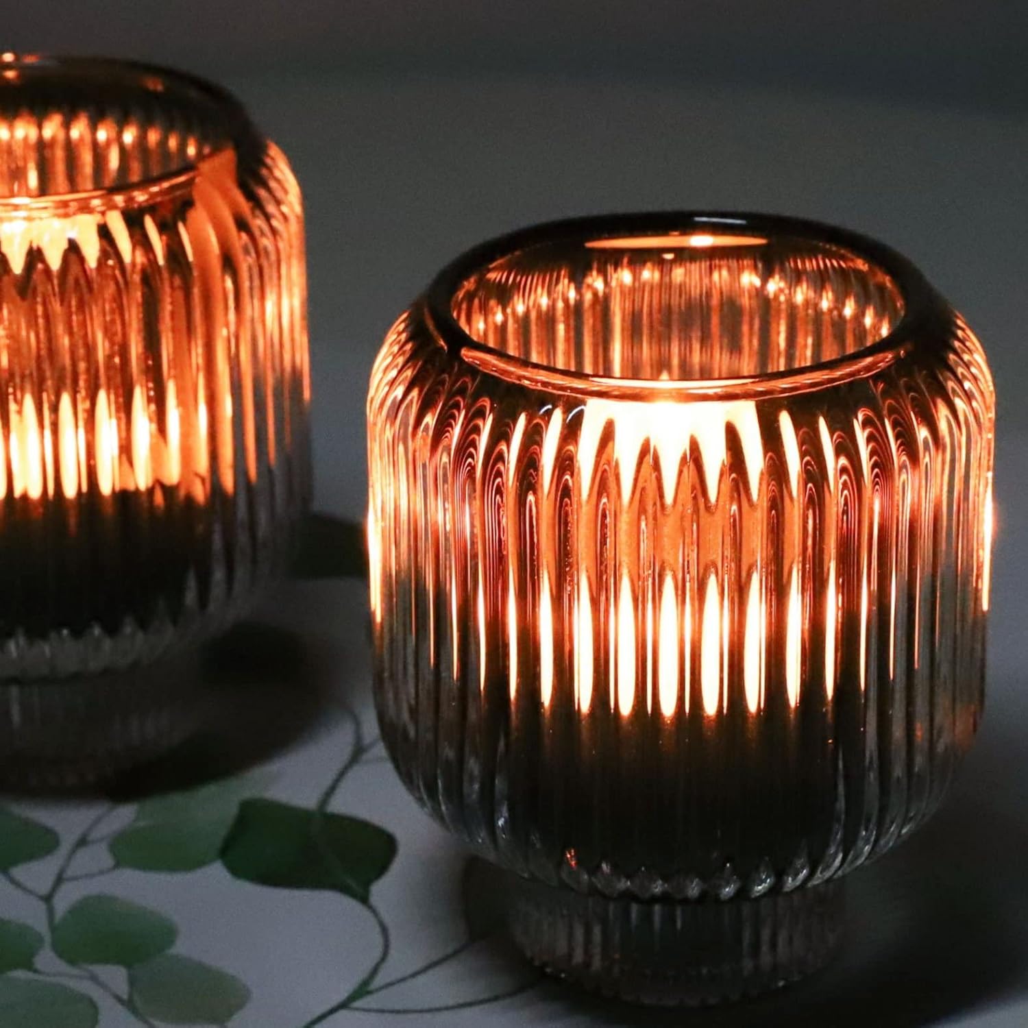WOHO 2pcs Grey Votive Candle Holders and 4pcs Candle Stick Candle Holder