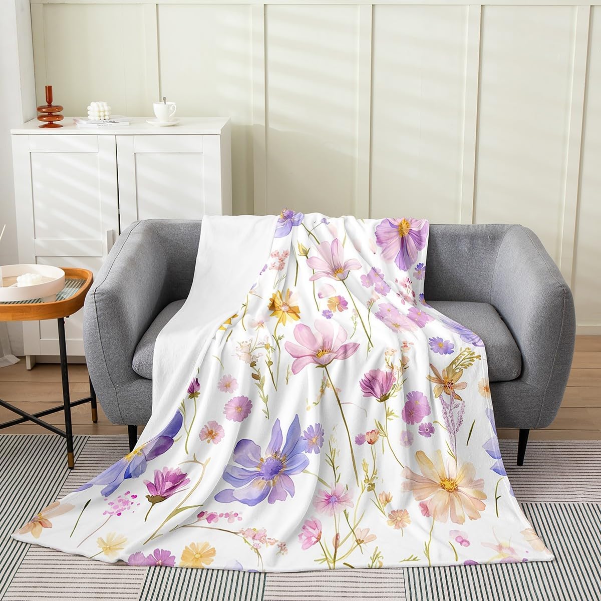 Manfei Rose Flowers Fleece Throw Blanket All Season Rustic Style Shabby Bed Blanket Yellow Rose Floral Fuzzy Blanket for Bed Sofa Couch Yellow Beige Plush Blanket 50"x60"
