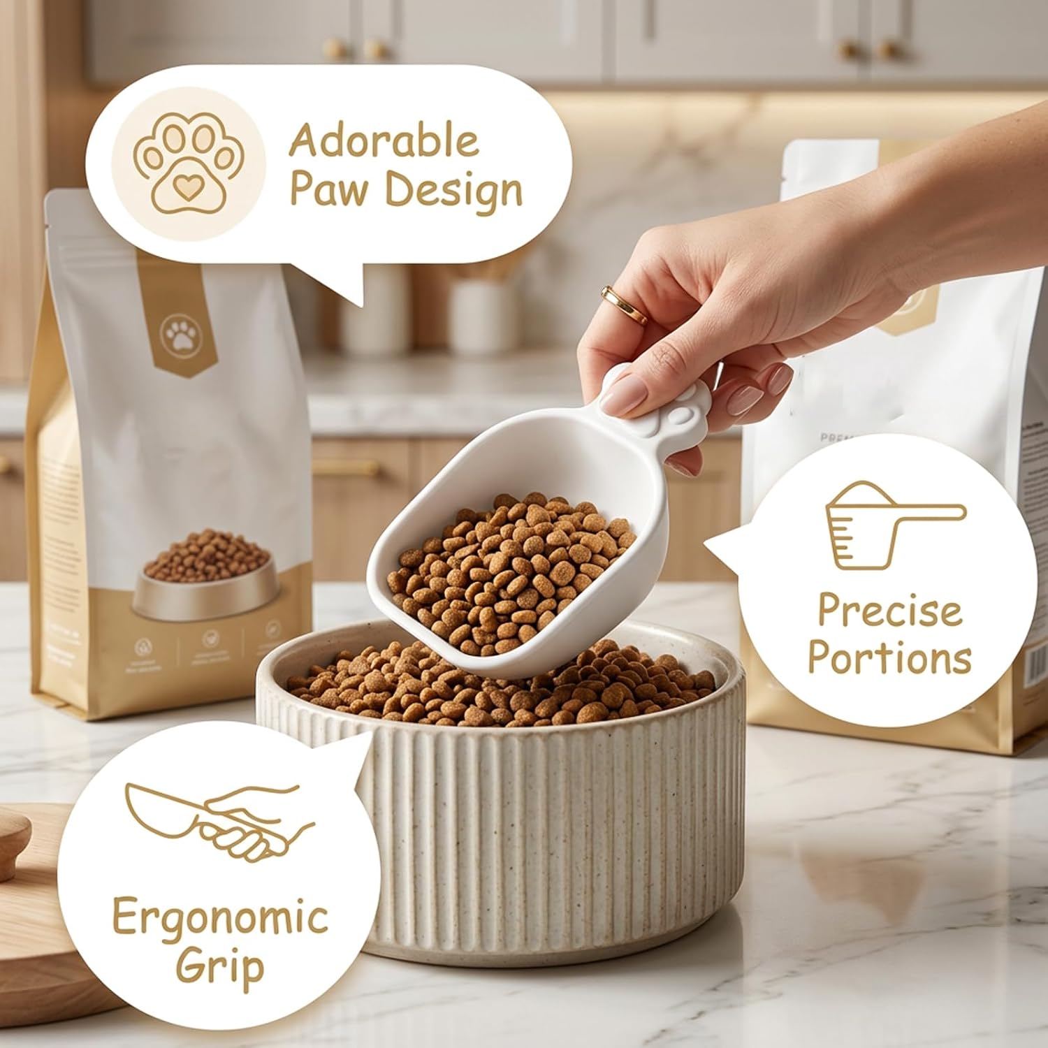 Cat Food Scoop, 1/4 Cup Scoop, 1/4 Cup Dog Food Scoops, Cute Cat Paw Scoops for Daily Feeding and Storage Containers image 3