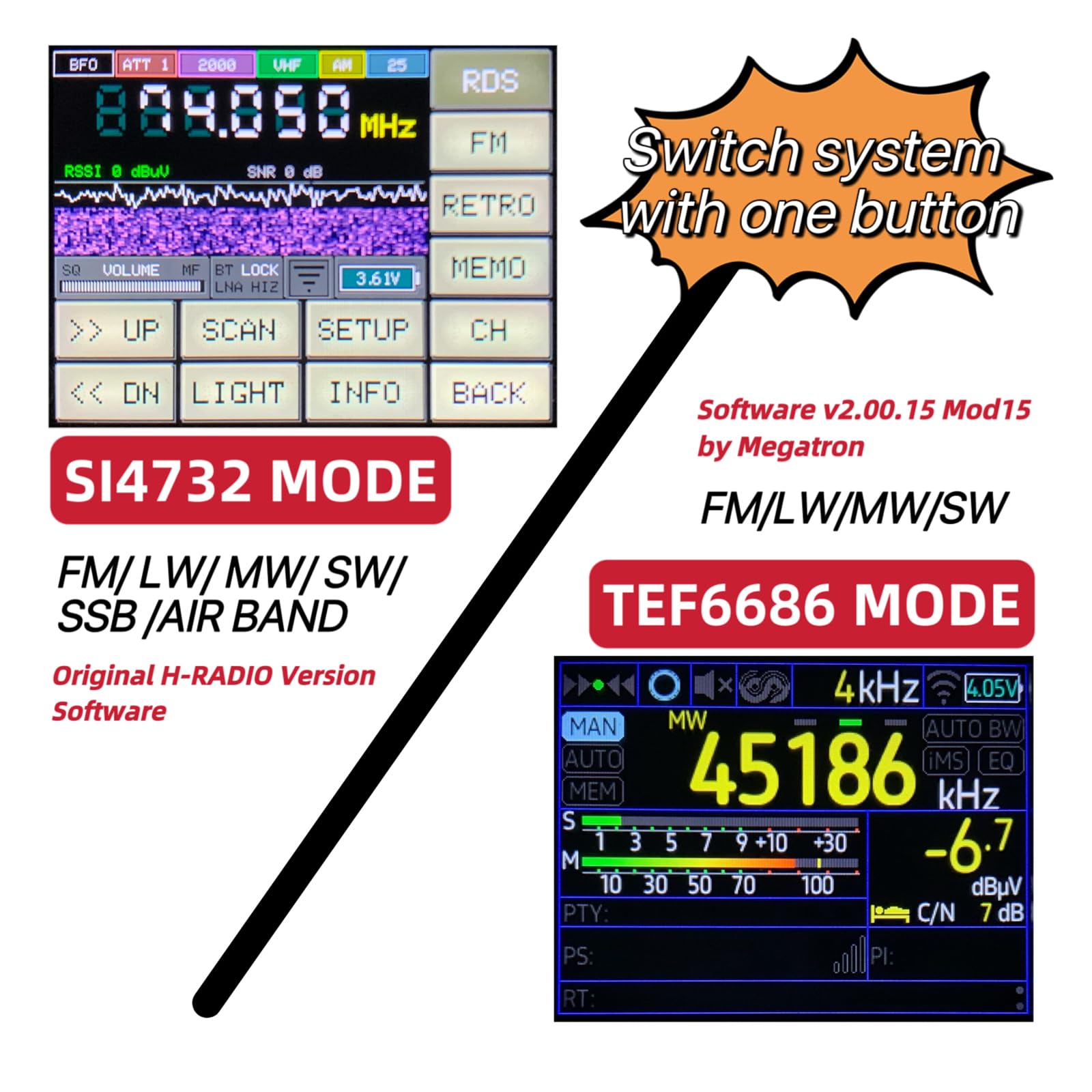 Radiotrasmettitore doppio chip ESP138D, radio onde corte TEF6686 SI4732, alta sensibilità FM AM SSB Airband, BT 5.0, touchscreen 2,4 pollici per aviazione, emergenze e radioamatori