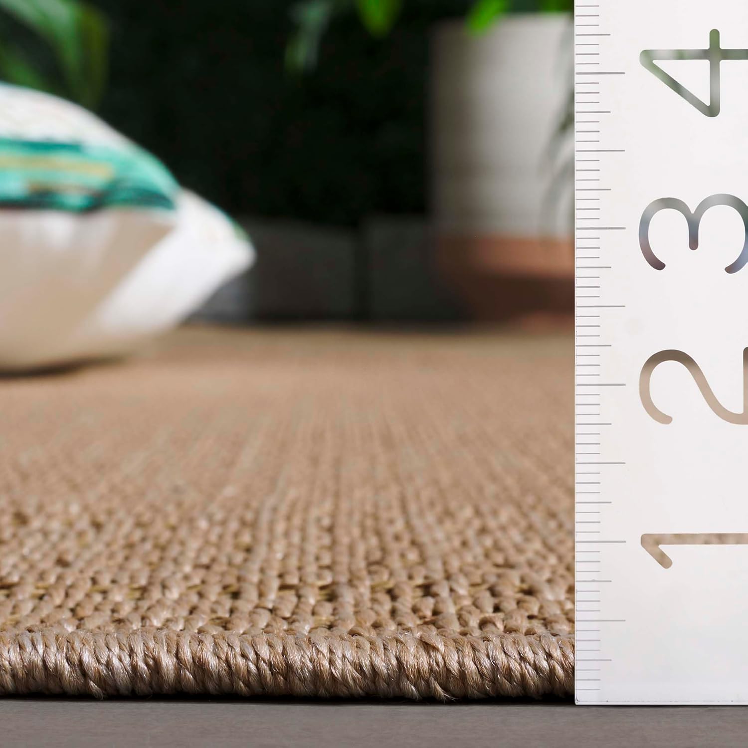 SAFAVIEH Washable Rug Outdoor Atrium Sisal Collection - 2' x 8' Runner, Beige, Non-Shedding & Easy to Clean, Ideal for Patio, Backyard, Mudroom (ATM101B)