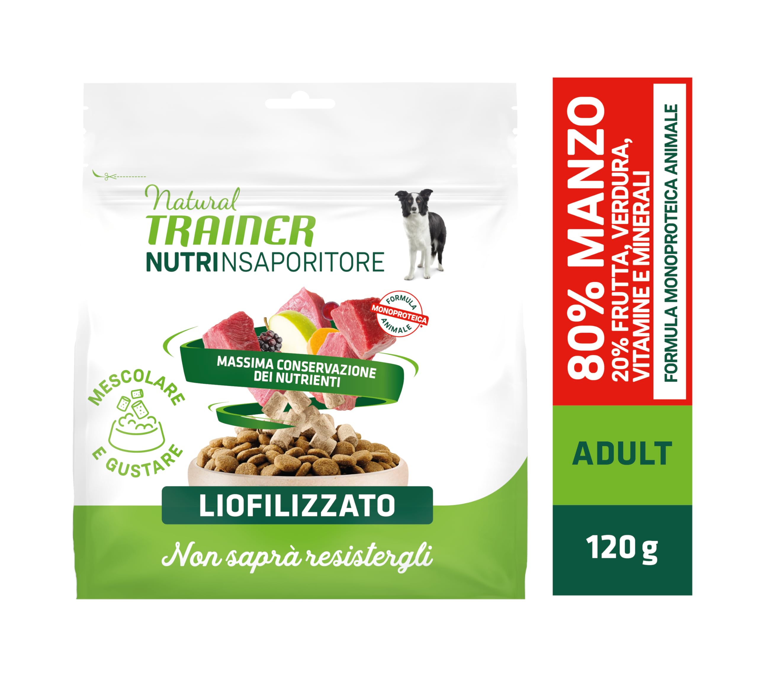 Natural Trainer Toppers - Cibo Completo per cani adulti di tutte le taglie con Manzo - 7 x 120g
