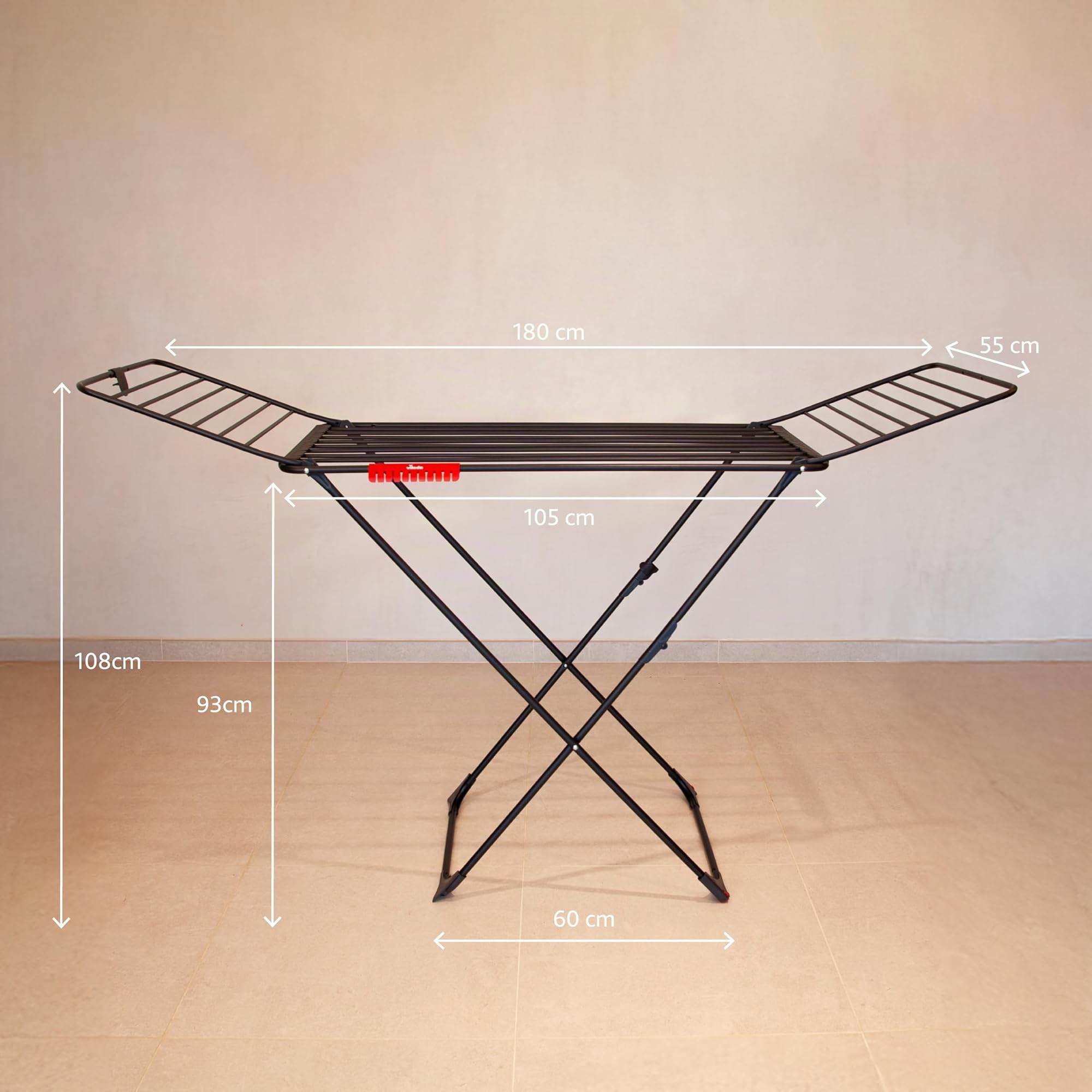 Vileda Tendedero Ultimate Extra de Aluminio con Patas en X (Black Edition) | Tubos 5 Veces más Resistentes | Tubos XL para Menos Marcas en Ropa | 20M para Secado | Soporte Calcetines