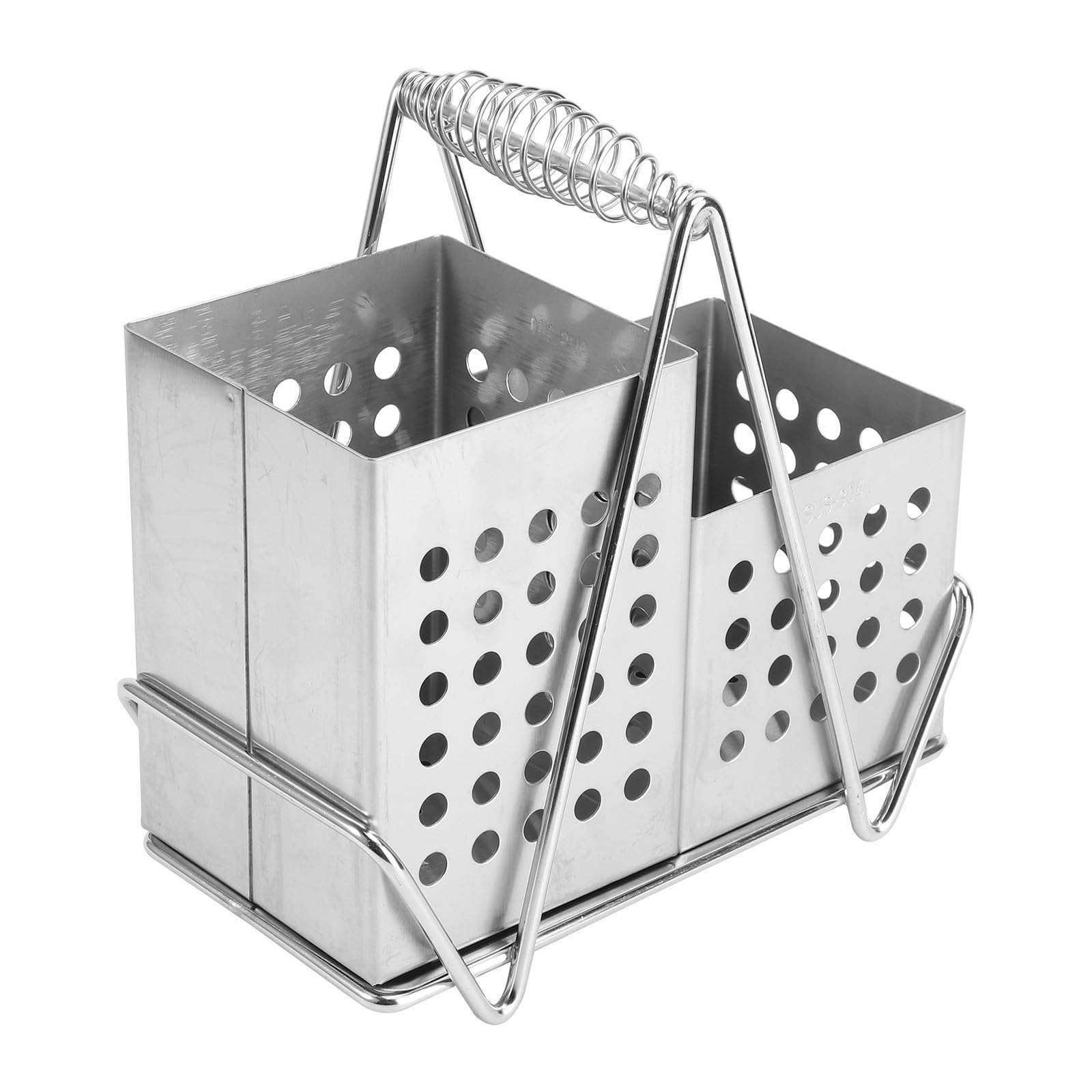 Support de Rangement Multifonctionnel Organisateur D'ustensiles la Cuisine Carré Surface Lisse en Acier Inoxydable Argenté pour Baguettes Restaurant