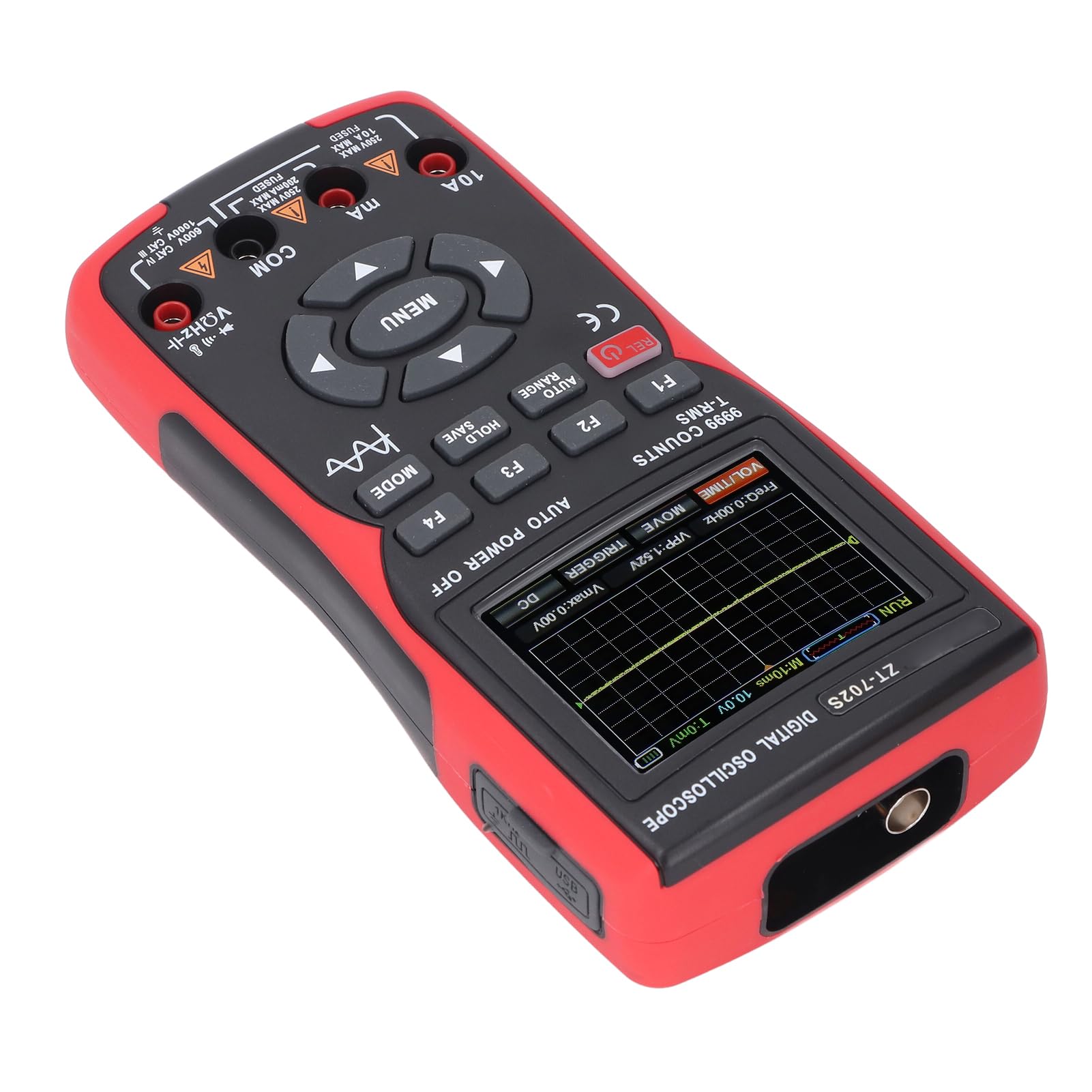 Digitales Oszilloskop-Multimeter, 48MSa S, zählt 10 m Übertragungsbandbreite, Eink-Oszilloskop mit 2 Sonden