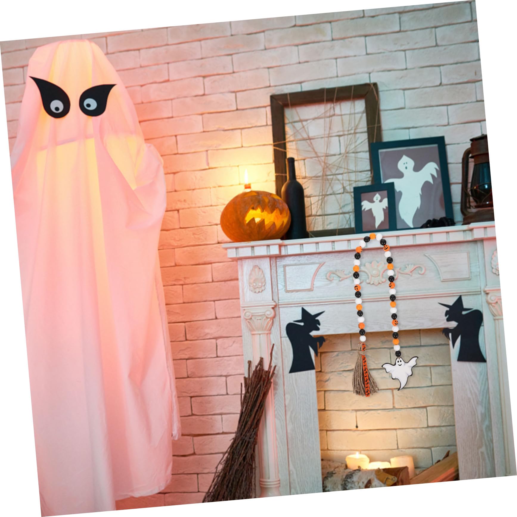 Cabilock 5 Pezzi Stringa Di Halloween Stringa Di Perline Di Legno Halloween Pendente Da Parete Perline Di Nappa Ghirlanda Decorazione Appesa A Parete Decorazioni Per La Casa