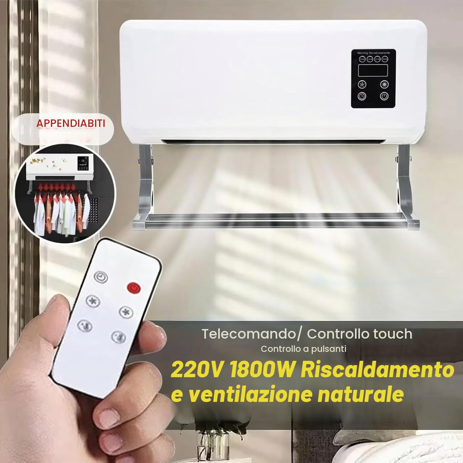 Climatizzatore Portatile Senza Condotto Senza Finestra - Condizionatore d'Aria 3-In-1 da Parete con Ventilatore Senza Pale e Telecomando - Sistema Split Facile da Installare