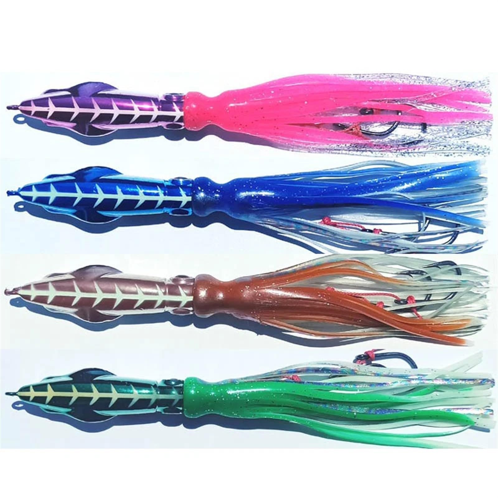 1pc 60g100g120g150g200g Cabeza de Metal Pulpo Falda Jig Kingfish pargo Mero señuelo Lento Jigging Cebo de Pesca Artificial