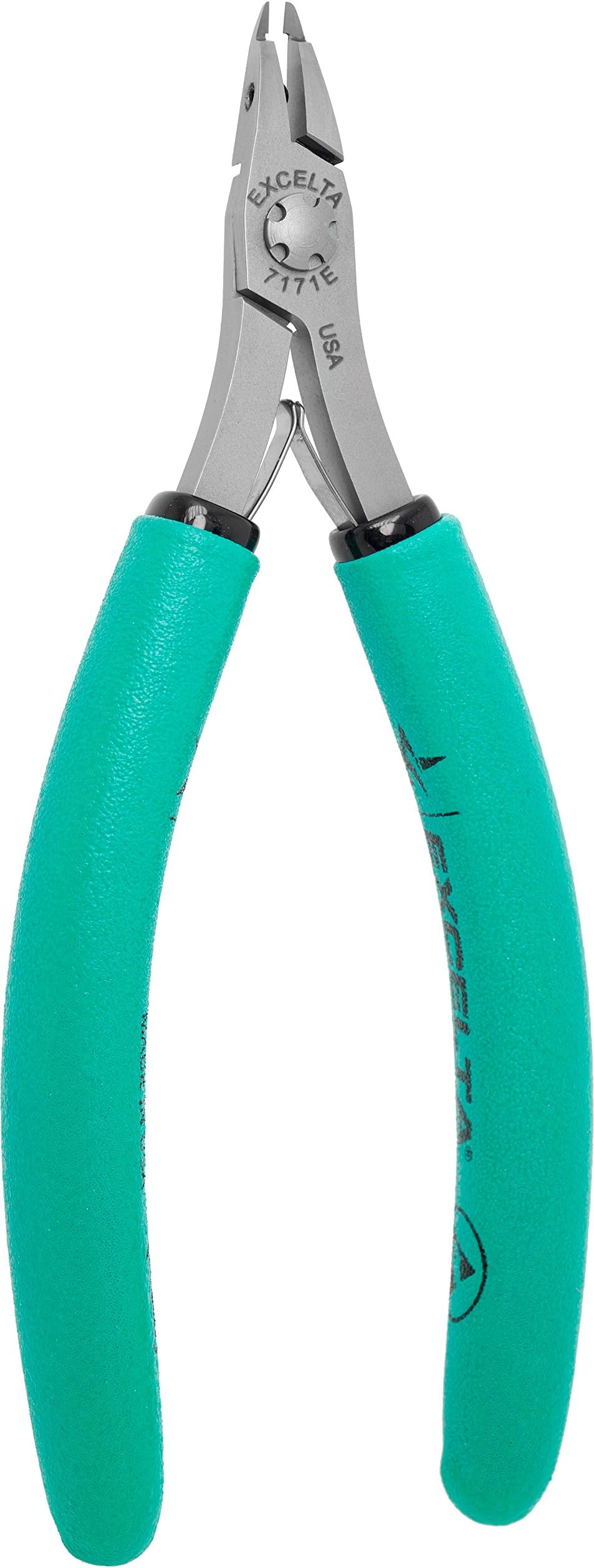 Excelta7171E Lazer Line Flush Cutter with Long Nose Fine .02” x .015” Tip, Relieved Head & Ergonomic Anti-Static Handle, CNC-Machined Carbon Steel Precision Tool PCB & SMD Work, Made in USA