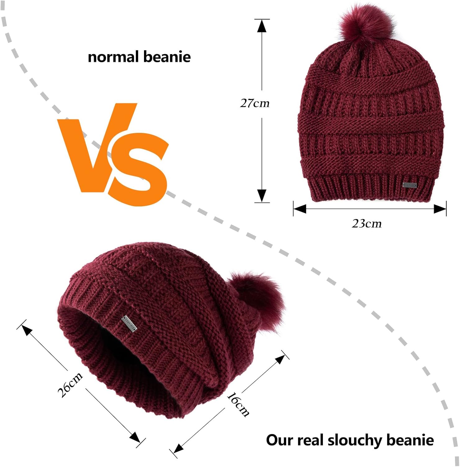 TOP-EX PolarWool™ Winter Slouchy Beanie for Women Icelandic Wool with Faux Fur Pom - Satin or Fleece Lined for Cold Weather - Image 5