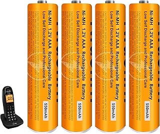 4 Pack NI-MH AAA Rechargeable Battery for Panasonic, 1.2V 550mah AAA Rechargeable Batteries for Panasonic Cordless Phones Handset, Remote Controls, Electronics