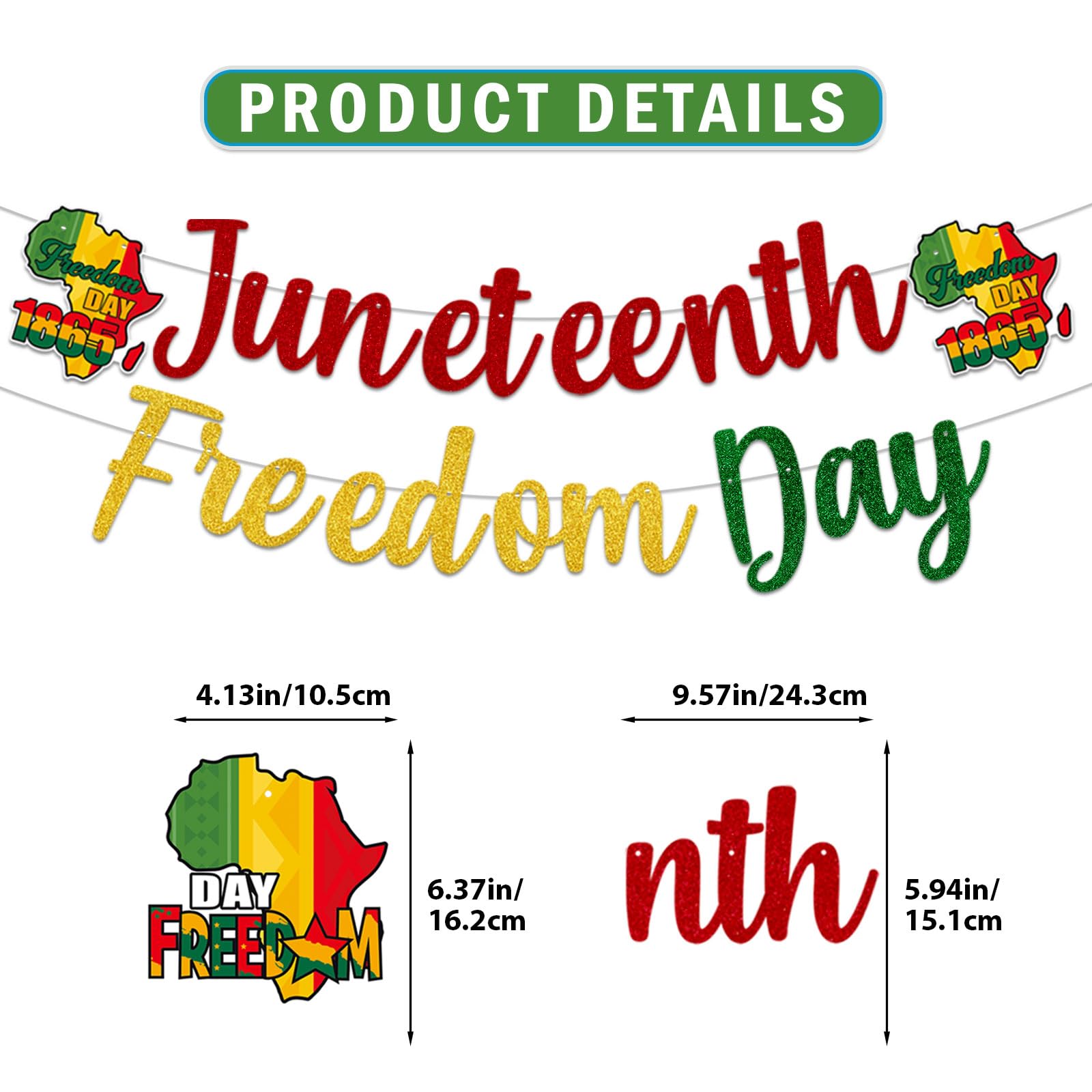 Large Outdoor Juneteenth Yard Banner - Freedom Day Decor With African Map & Symbolism (118x20 Inch, Polyester)
