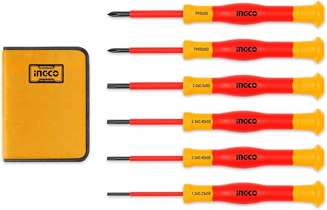 INGCO 6Pcs Insulated Precision Screwdriver Set Electrician Screwdriver 1,000V HKIPSD0601