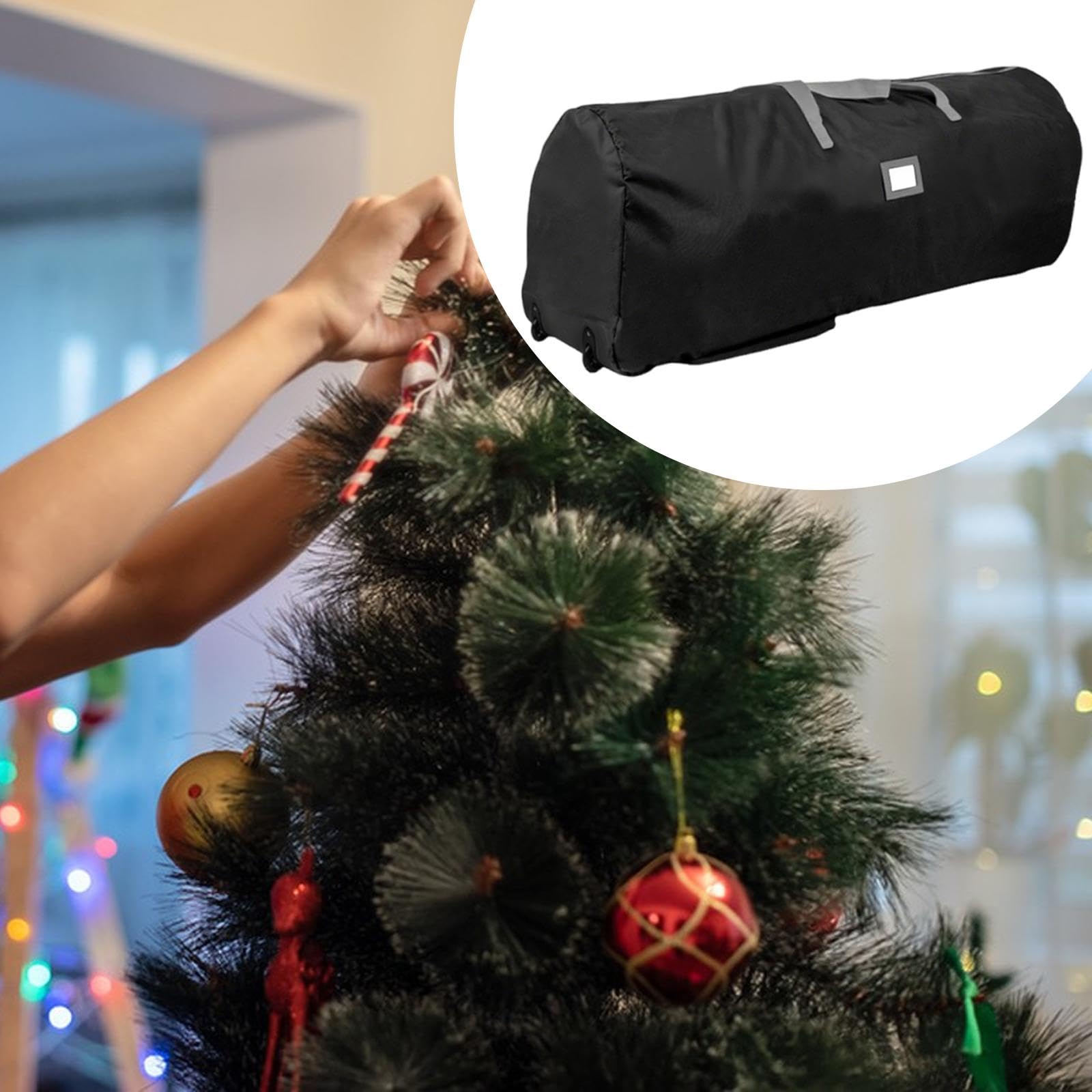 Yajuyi Aufbewahrungstasche für Künstliche Weihnachtsbäume mit Rollen, Leicht Und Einfach zu Transportieren, Multifunktionales Oxford Gewebe, Schwarz 122x38x51cm