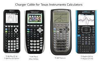 كابل طاقة وبيانات USB لآلات حاسبة Texas Instruments، TI-84 Plus CE، TI-84 Plus C Silver Edition، TI 89 Titanium، آلات حاسبة رسومية TI Nspire CX/TI Nspire CX CAS