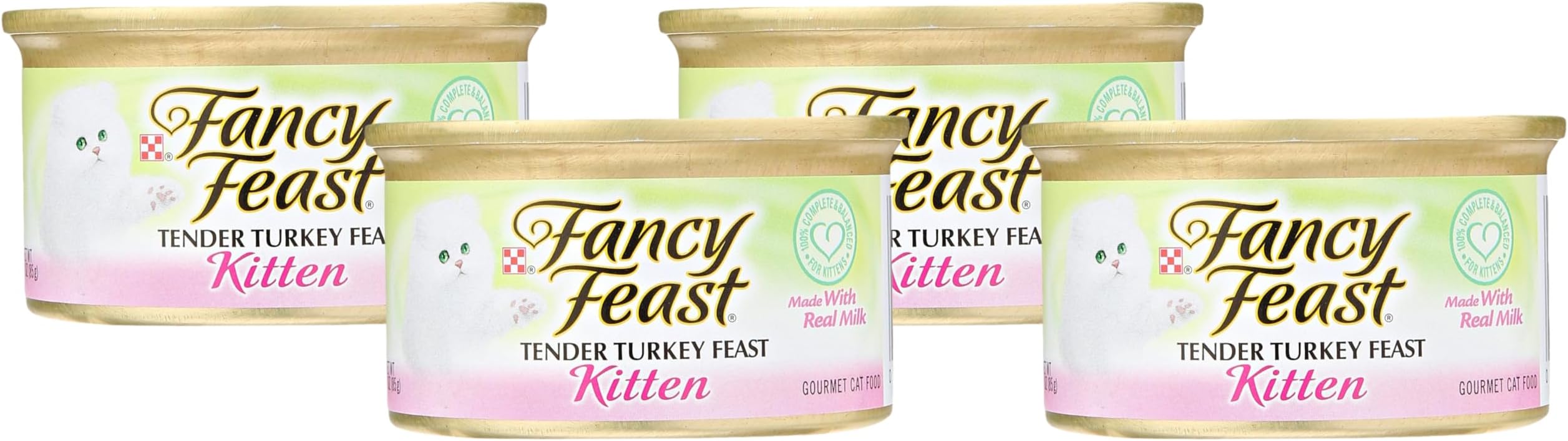 Fancy Feast Wet Cat Food for Kittens, Tender Turkey Feast, 3 Oz Can (Pack of 4)