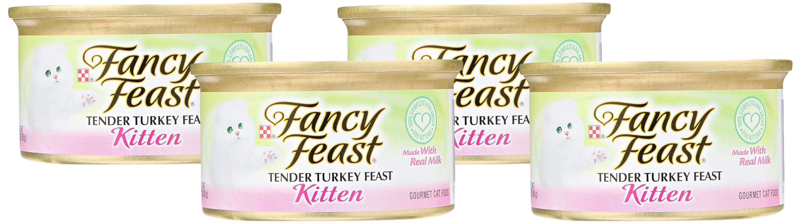 Fancy Feast Wet Cat Food for Kittens, Tender Turkey Feast, 3 Oz Can (Pack of 4)