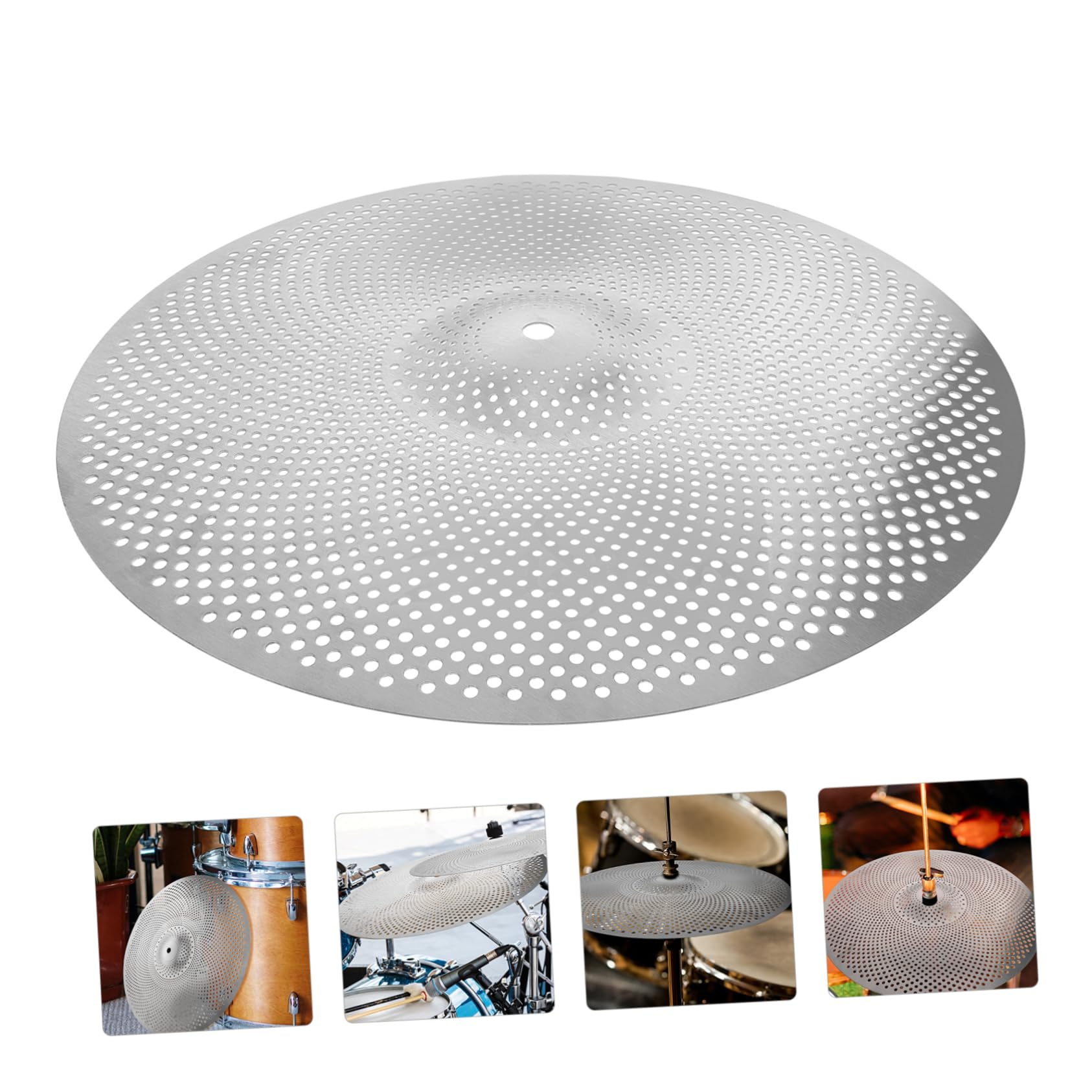 Toyvian Piatti Riduzione del Rumore in Lega Argento Accessorio Speciale per Drum Kit per Batteria da 14 Pollici per Esercitazioni Silenziose e Sostituzioni