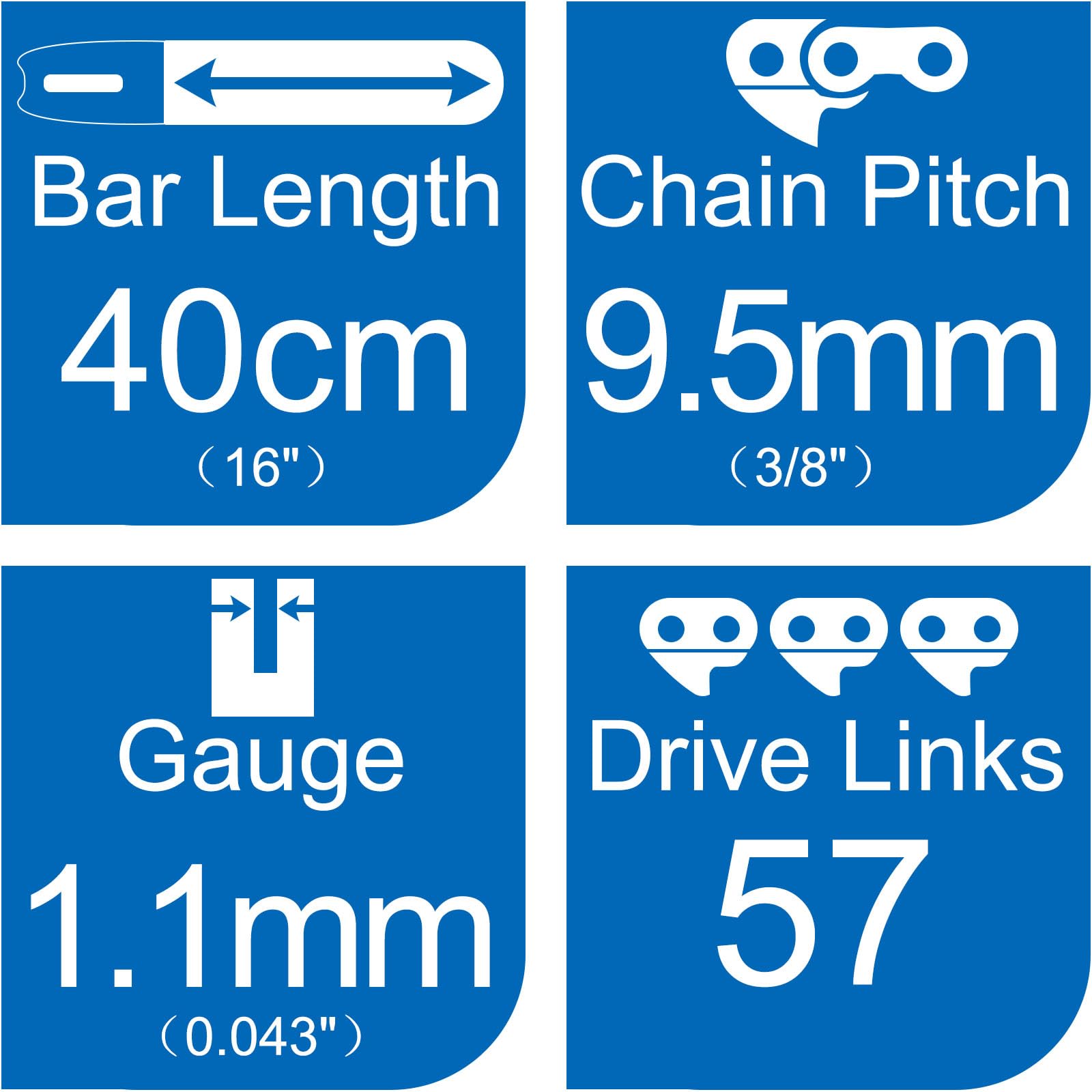 2 catene per motosega, compatibili con Bosch UniversalChain 40, compatibile con Bosch AKE 40 / AKE 40 S/AKE 40-17 S/AKE 40-19 S